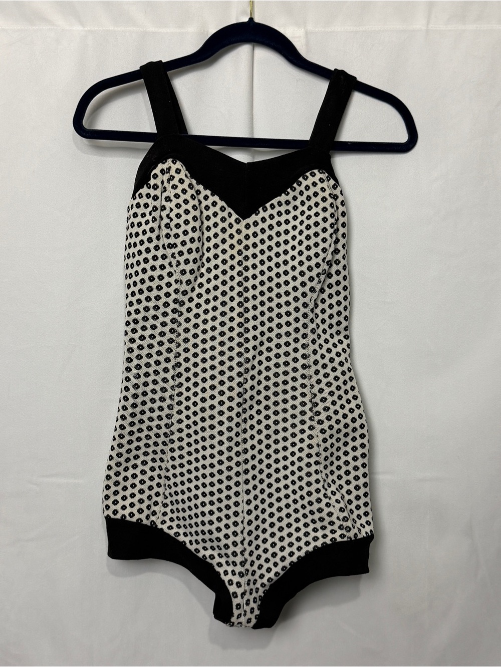 VTG 50s Exmoor Tycora Swimsuit Black White Knit Bullet Bra Pinup 1950s